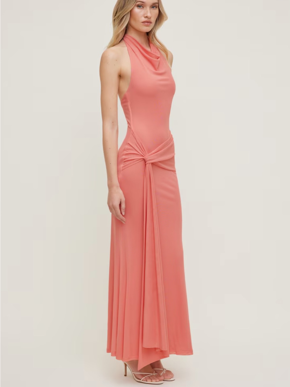 Dynamite Draped Contour Coral Dress